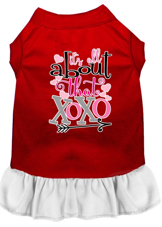 All about the XOXO Screen Print Dog Dress Red with White Med